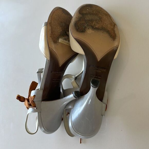 Yves Saint Laurent Slingback Peeptoe Heels Tie Detail - Picture 10 of 10